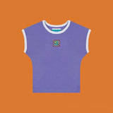Purple Baby Tee Sleeveless Patchwork Earth Crop Tank Top Women Aesthetic e-Girl Y2K Outfit /