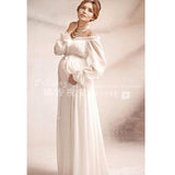 New Royal Style White Maternity Lace Dress Pregnant Photography Props Pregnancy maternity photo shoot long dress Nightdress