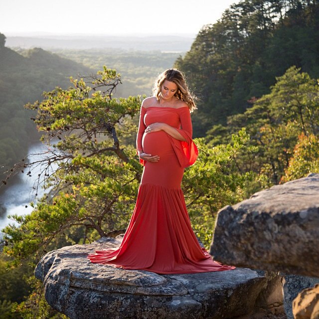 New Style Maternity photography props maxi Maternity gown Cotton Maternity Dress Maternity Fancy Photo Shooting pregnant dress