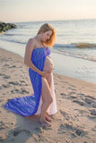 Maternity Photography Props Fancy Maternity two-color Dresses Pregnant Clothes Maxi Lace Chiffon Dress Photo Session Dress