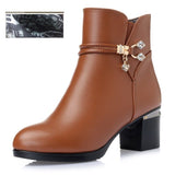 Rarove Winter wool Women Boots Genuine leather snow boots  slope with thick  warm ankle boots Women's boots plus size 35-43
