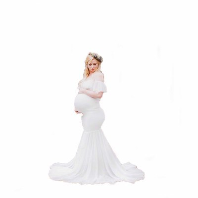 Maternity photography props Pregnancy Clothes Cotton Mermaid Trumpet Strapless Maternity Dress shooting photo Pregnant dress